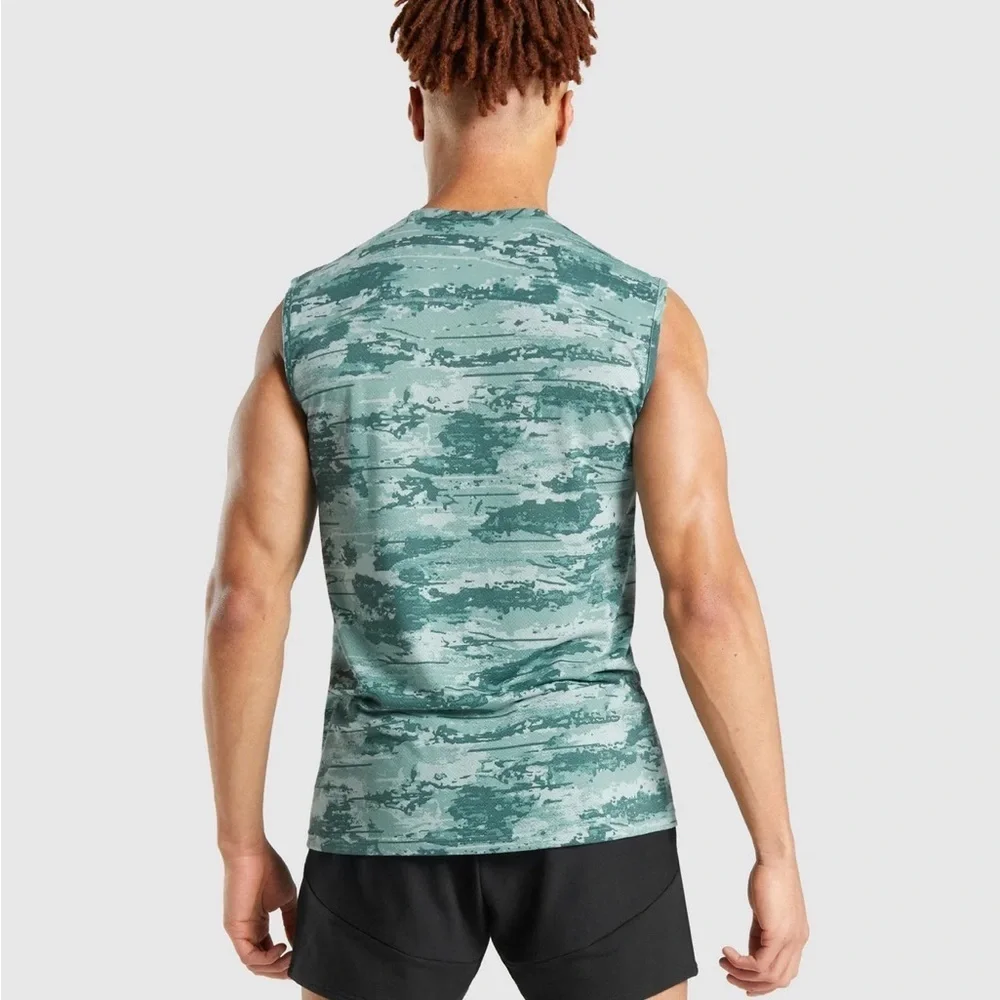 Gymshark • Chalk Tank Men's Green Camo Sleeveless Shirt